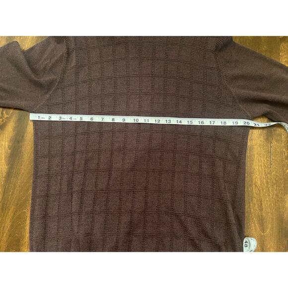 Perry Ellis Men's Brown Silk Blend Grid Knit Pullover Lightweight Sweater Medium - Picture 8 of 8